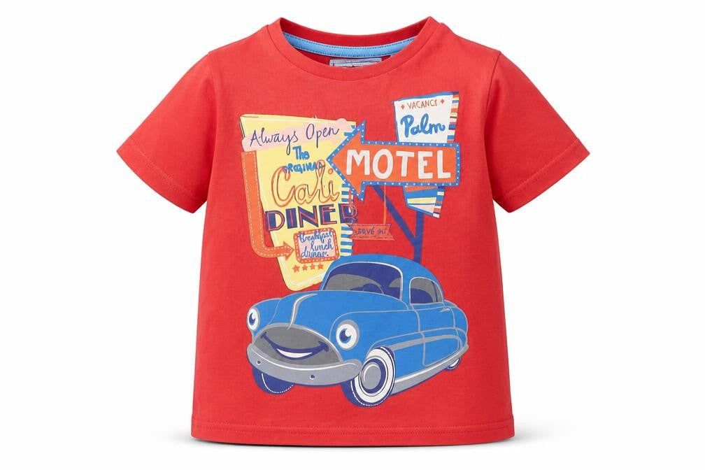 TU Boys Red  Cotton Basic T-Shirt Size 18-24 Months Round Neck Pullover - Drive Through