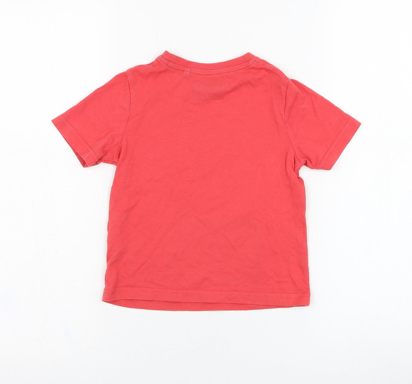 TU Boys Red  Cotton Basic T-Shirt Size 18-24 Months Round Neck Pullover - Drive Through