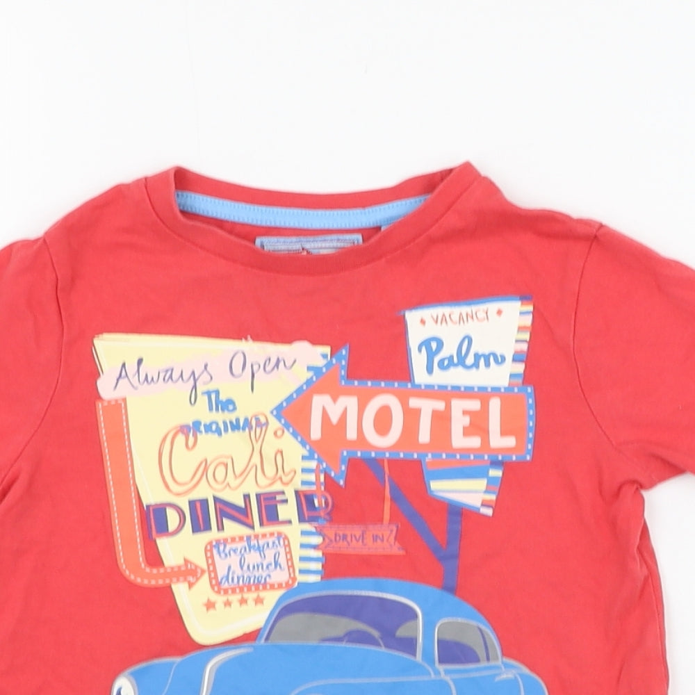 TU Boys Red  Cotton Basic T-Shirt Size 18-24 Months Round Neck Pullover - Drive Through