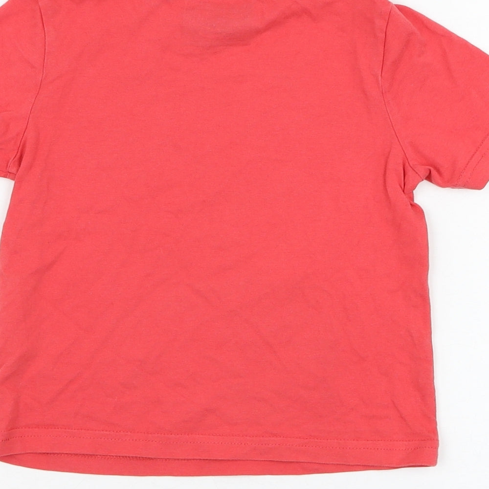 TU Boys Red  Cotton Basic T-Shirt Size 18-24 Months Round Neck Pullover - Drive Through