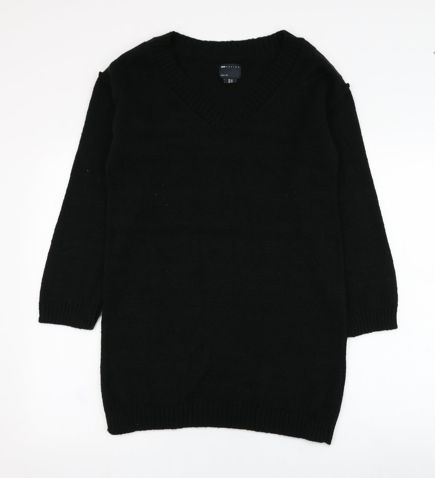 ASOS Womens Black V-Neck  Acrylic Pullover Jumper Size 6
