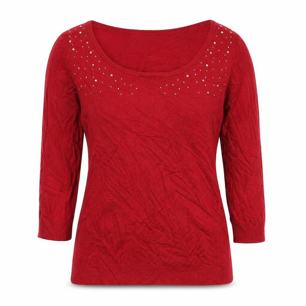 Marks & Spencer Womens Red Scoop Neck  Viscose Pullover Jumper Size 6
