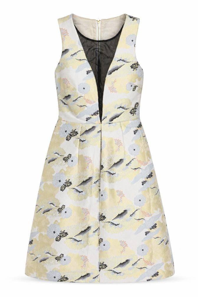 NEXT Womens Ivory Floral Polyester A-Line  Size 10   Zip