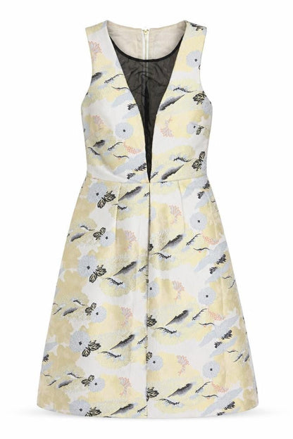 Next Womens Ivory Floral Polyester A-Line  Size 10   Zip
