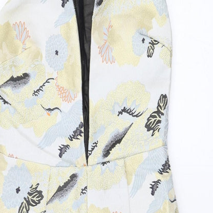 Next Womens Ivory Floral Polyester A-Line  Size 10   Zip