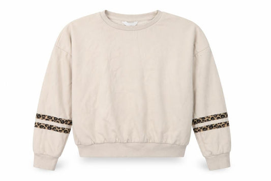 Marks & Spencer Girls Beige Scoop Neck Animal Print Cotton Pullover Jumper Size 12-13 Years