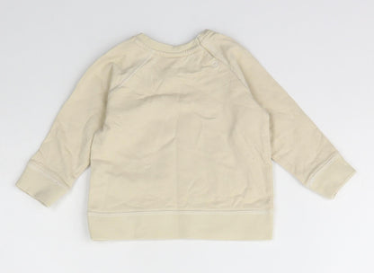 Next Girls Beige  Cotton Pullover Jumper Size 6-9 Months