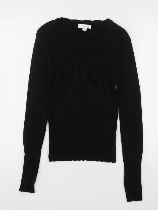 Topshop Womens Black Round Neck  Acrylic Pullover Jumper Size S
