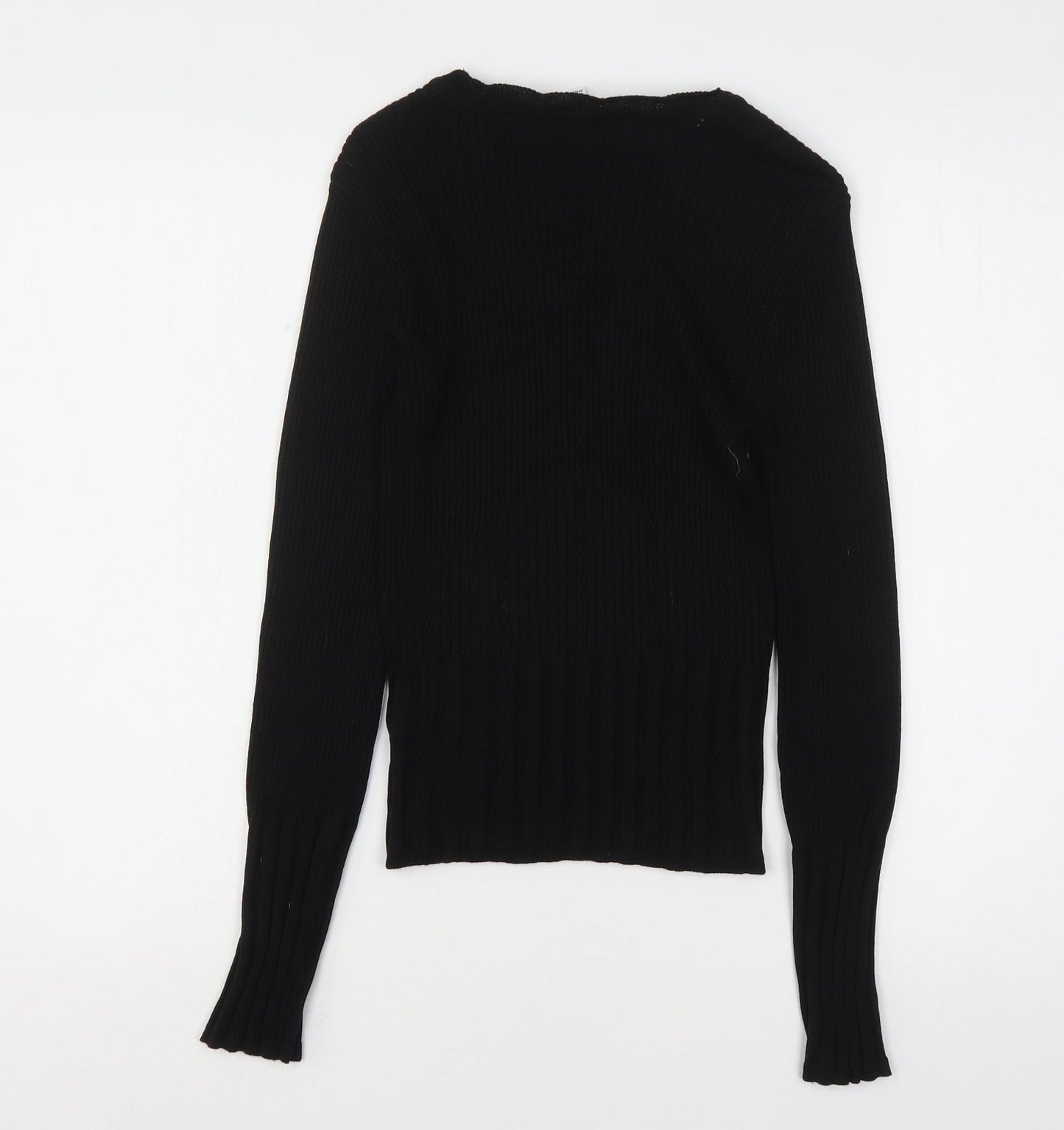 Topshop Womens Black Round Neck  Acrylic Pullover Jumper Size S