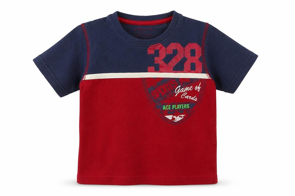 Chalk Boys Multicoloured Colourblock Cotton Basic T-Shirt Size 3-4 Years Round Neck