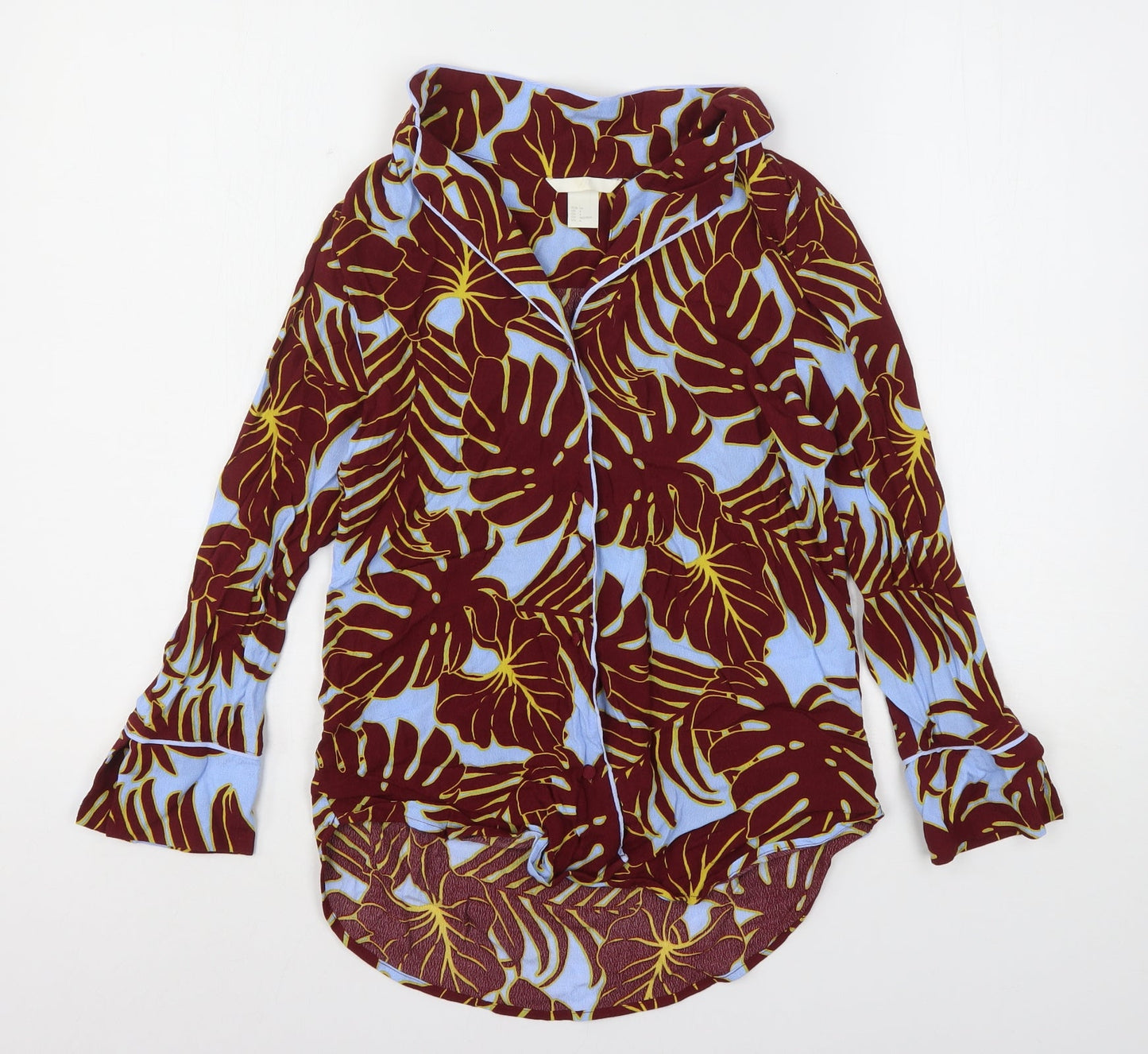 H&M Womens Multicoloured Floral Viscose Basic Button-Up Size 6 Collared