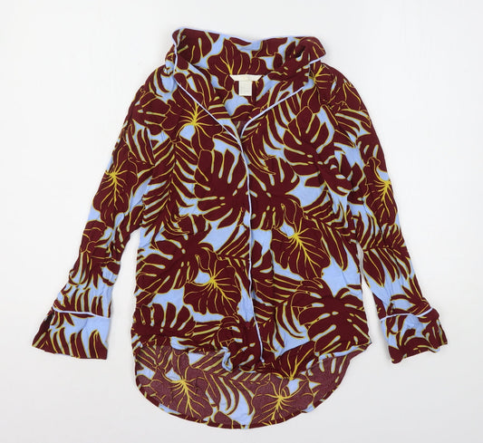 H&M Womens Multicoloured Floral Viscose Basic Button-Up Size 6 Collared