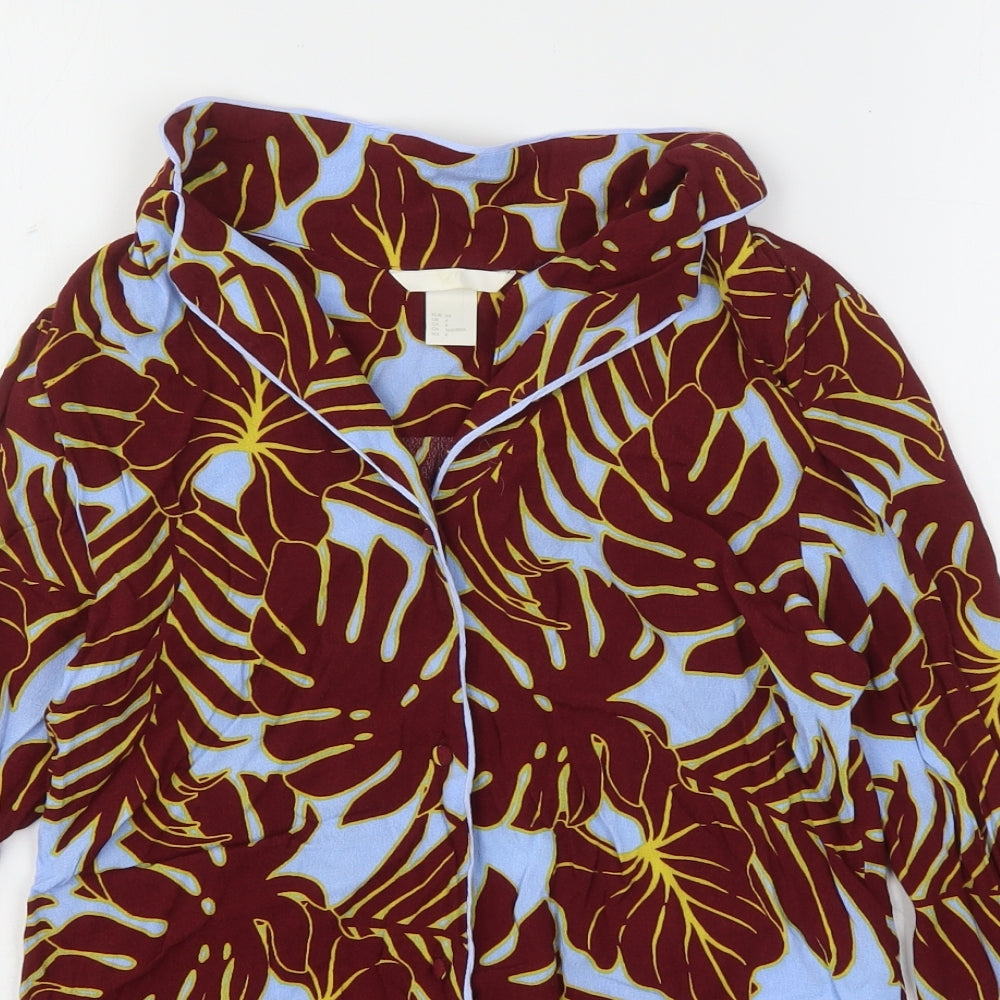 H&M Womens Multicoloured Floral Viscose Basic Button-Up Size 6 Collared