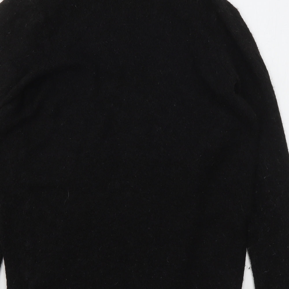Jean Pascale Womens Black V-Neck  Acrylic Cardigan Jumper Size S