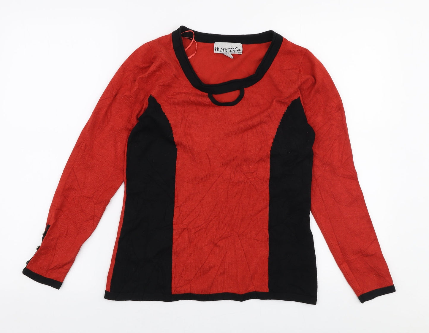 Marble Womens Orange Round Neck  Viscose Pullover Jumper Size S
