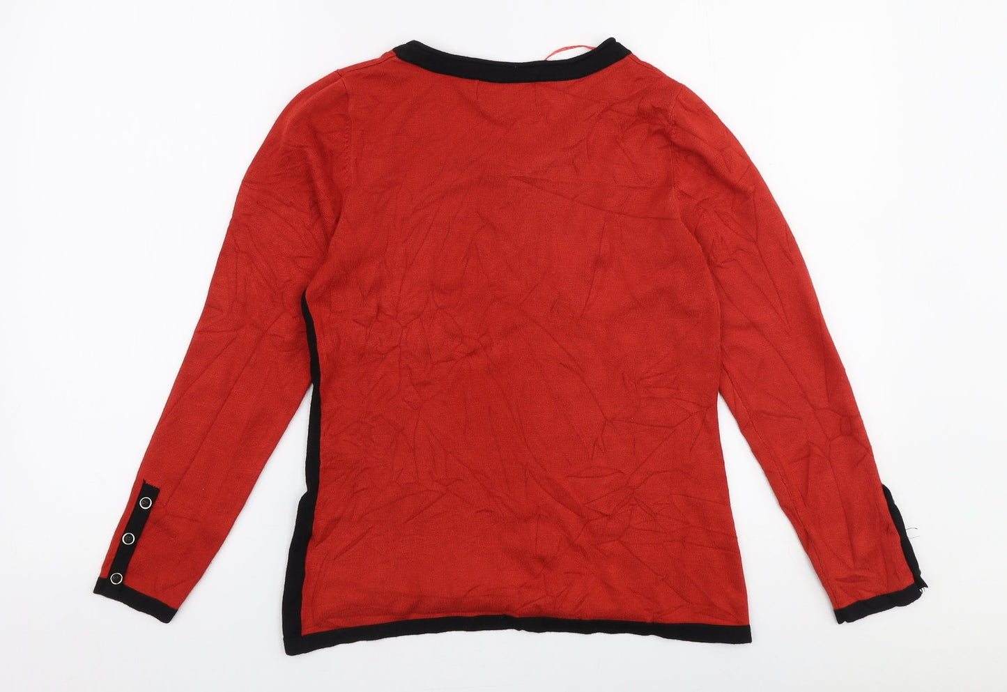 Marble Womens Orange Round Neck  Viscose Pullover Jumper Size S