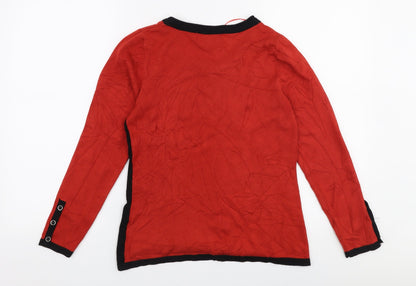 Preloved Marble Womens Orange Round Neck  Viscose Pullover Jumper Size S - Back