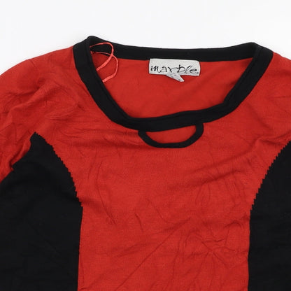 Preloved Marble Womens Orange Round Neck  Viscose Pullover Jumper Size S - Detail
