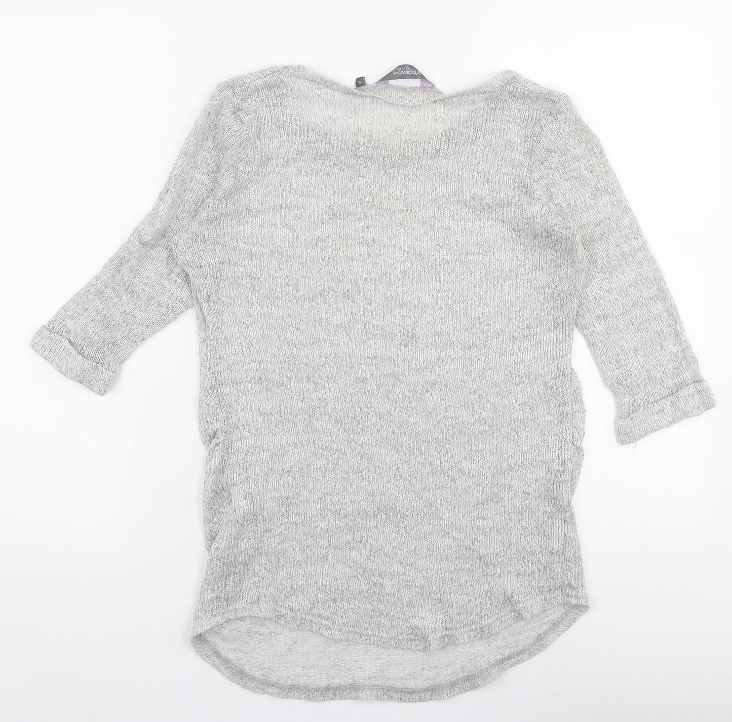 New Look Womens Grey Round Neck  Acrylic Pullover Jumper Size 14