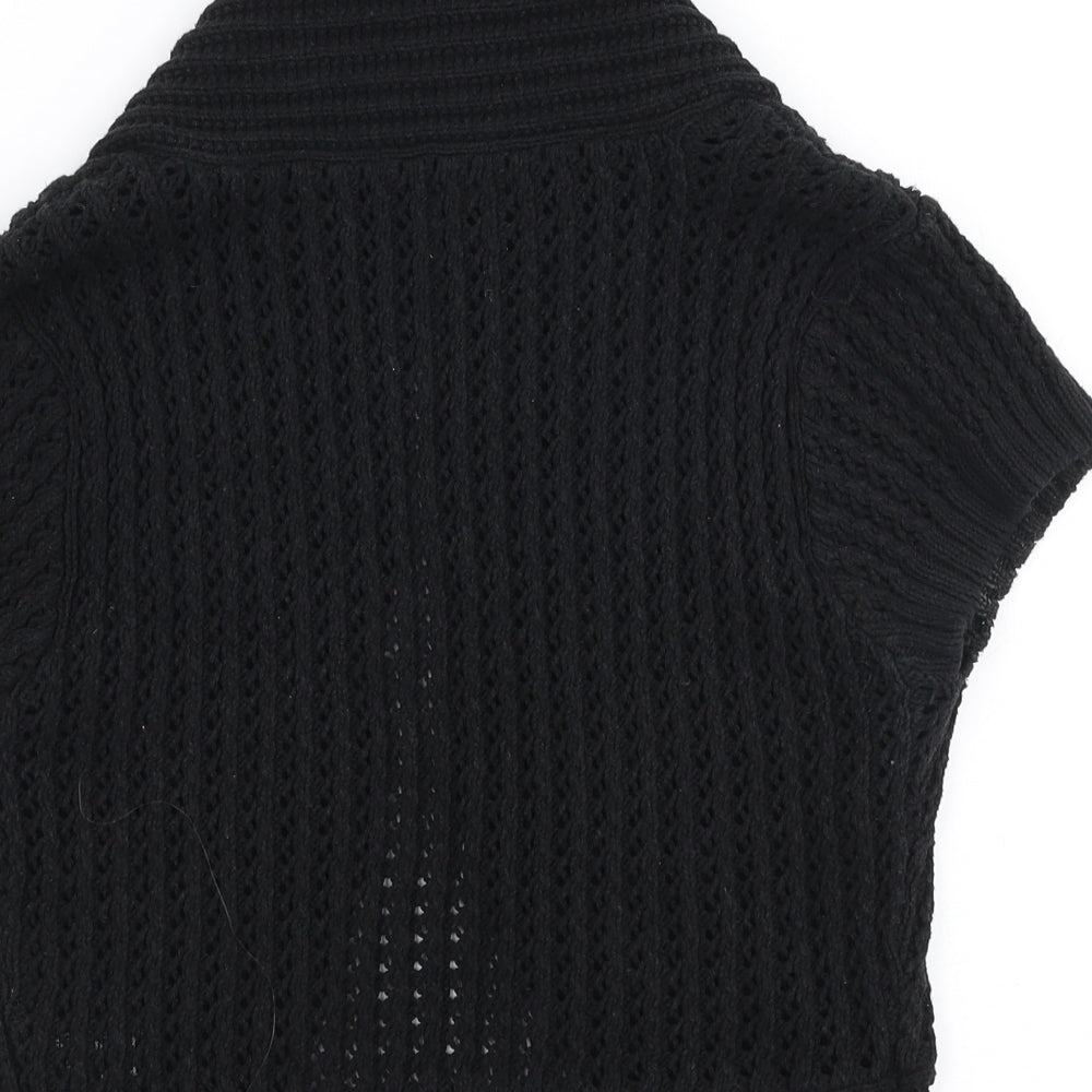 H&M Womens Black V-Neck  100% Cotton Cardigan Jumper Size XS