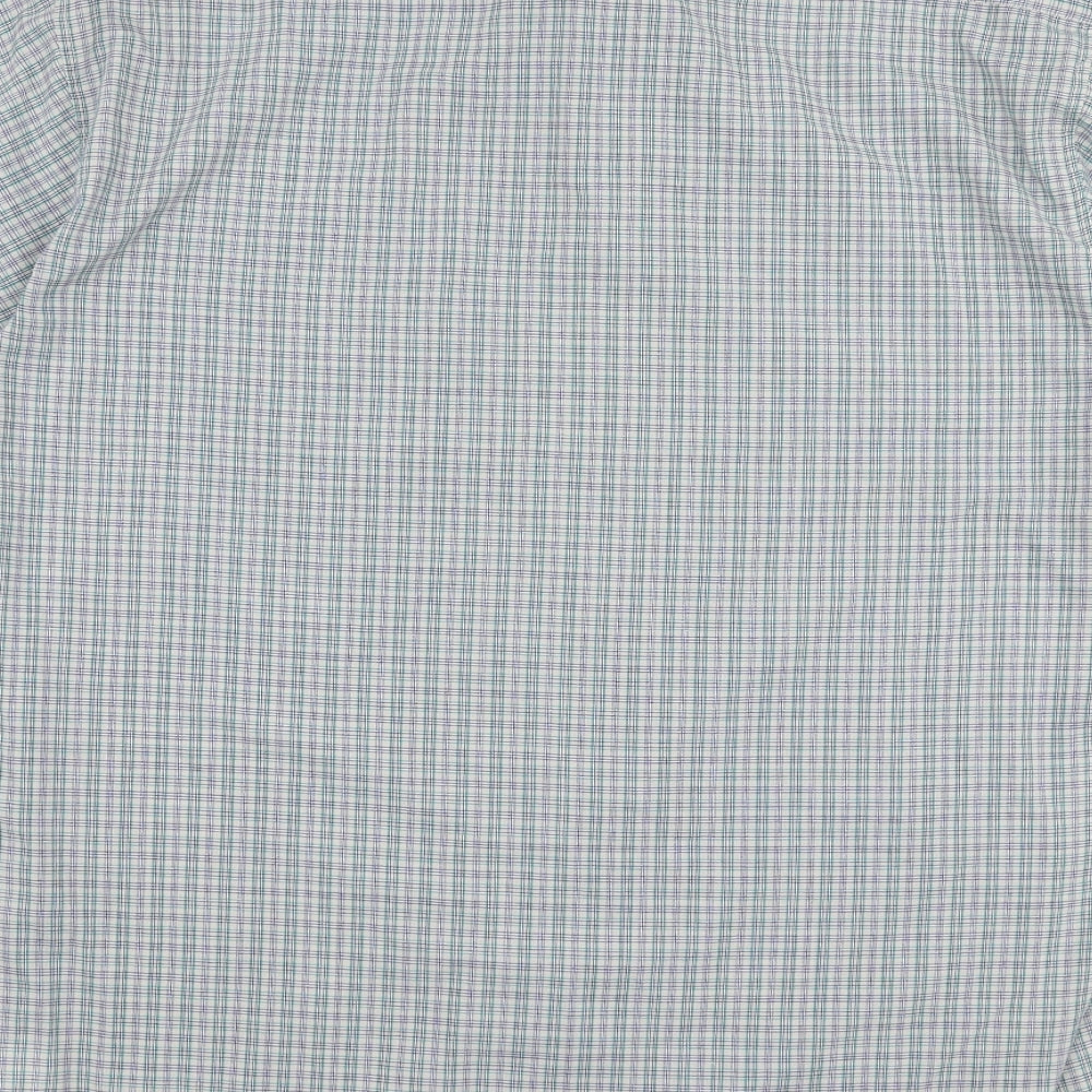 Originals Mens Blue Plaid Polyester  Button-Up Size L Collared Button