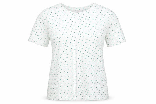 Dunnes Womens White Floral 100% Cotton Jersey T-Shirt Size S Round Neck