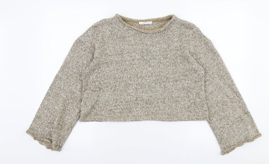 Zara Womens Beige Round Neck  Polyester Pullover Jumper Size M