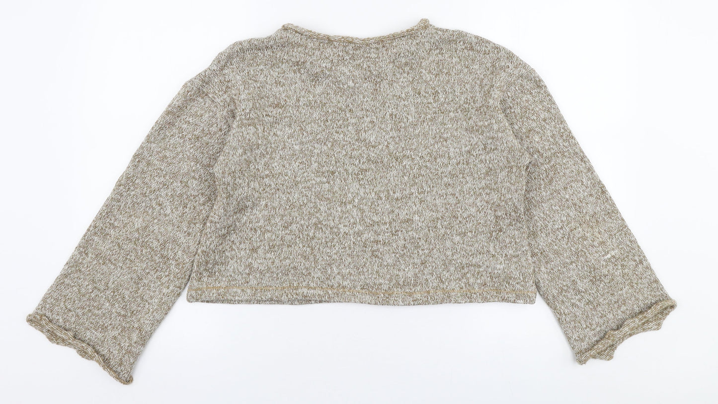 Zara Womens Beige Round Neck  Polyester Pullover Jumper Size M