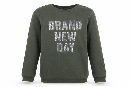 H&M Girls Green  Cotton Pullover Sweatshirt Size 11-12 Years  Pullover - Reversible sequins