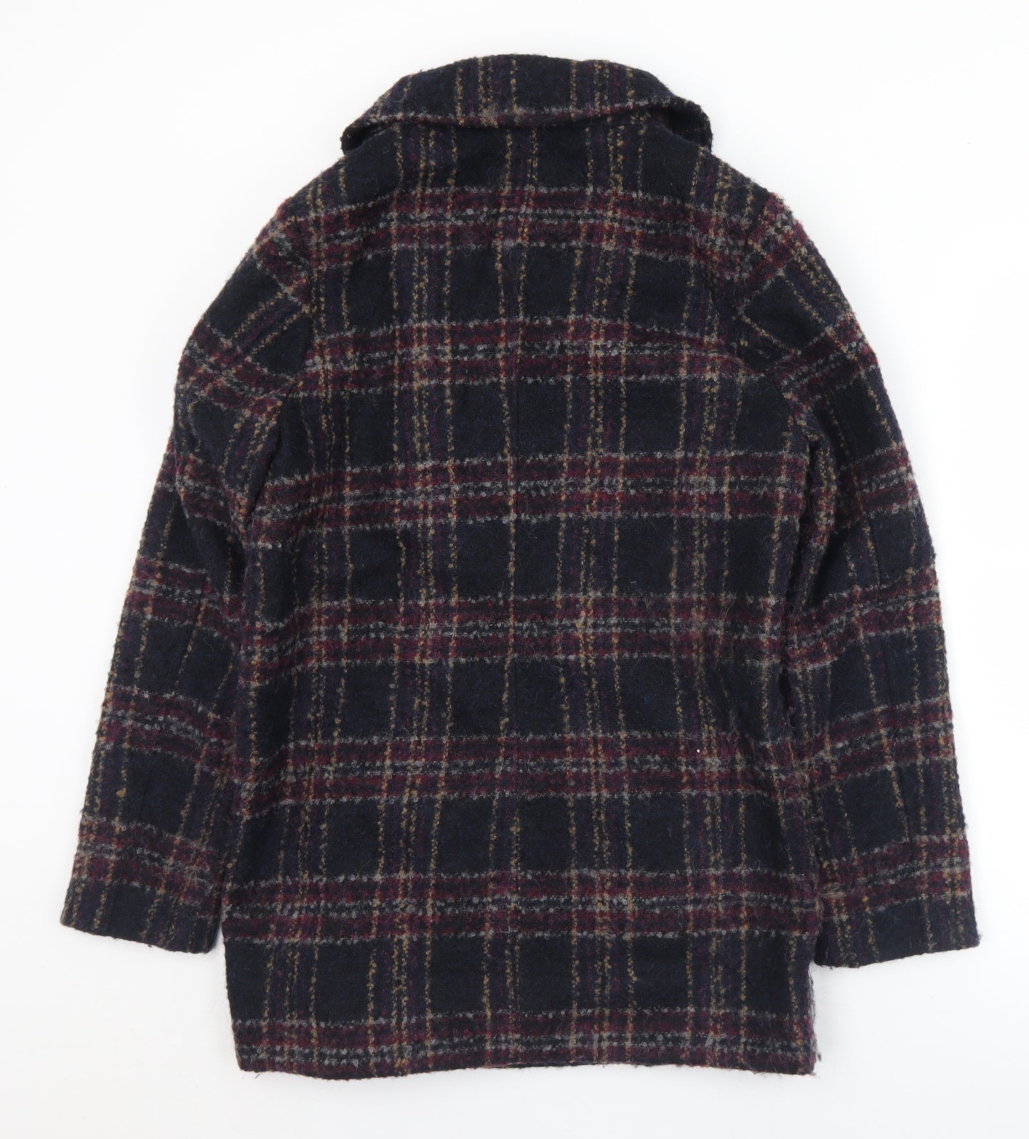 Marks and Spencer Womens Black Plaid  Pea Coat Coat Size 10  Zip