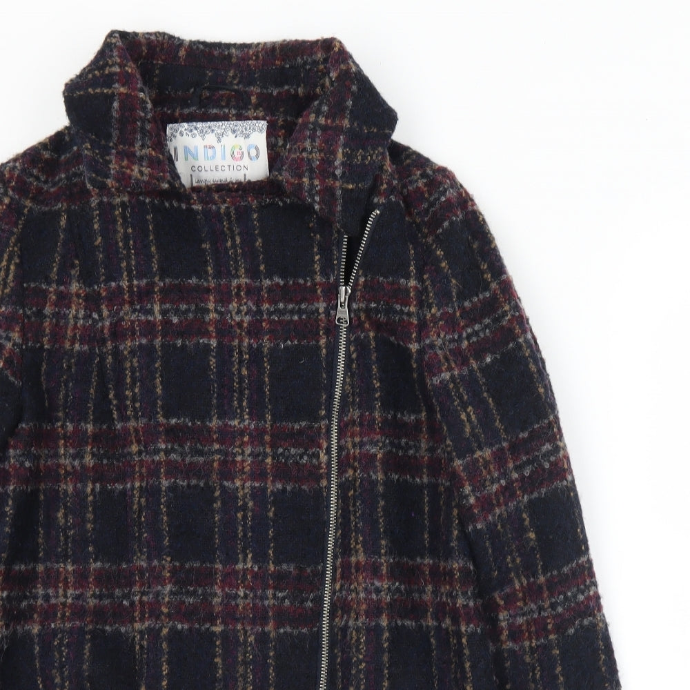 Marks and Spencer Womens Black Plaid  Pea Coat Coat Size 10  Zip