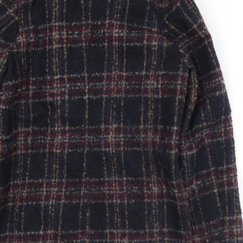 Marks and Spencer Womens Black Plaid  Pea Coat Coat Size 10  Zip