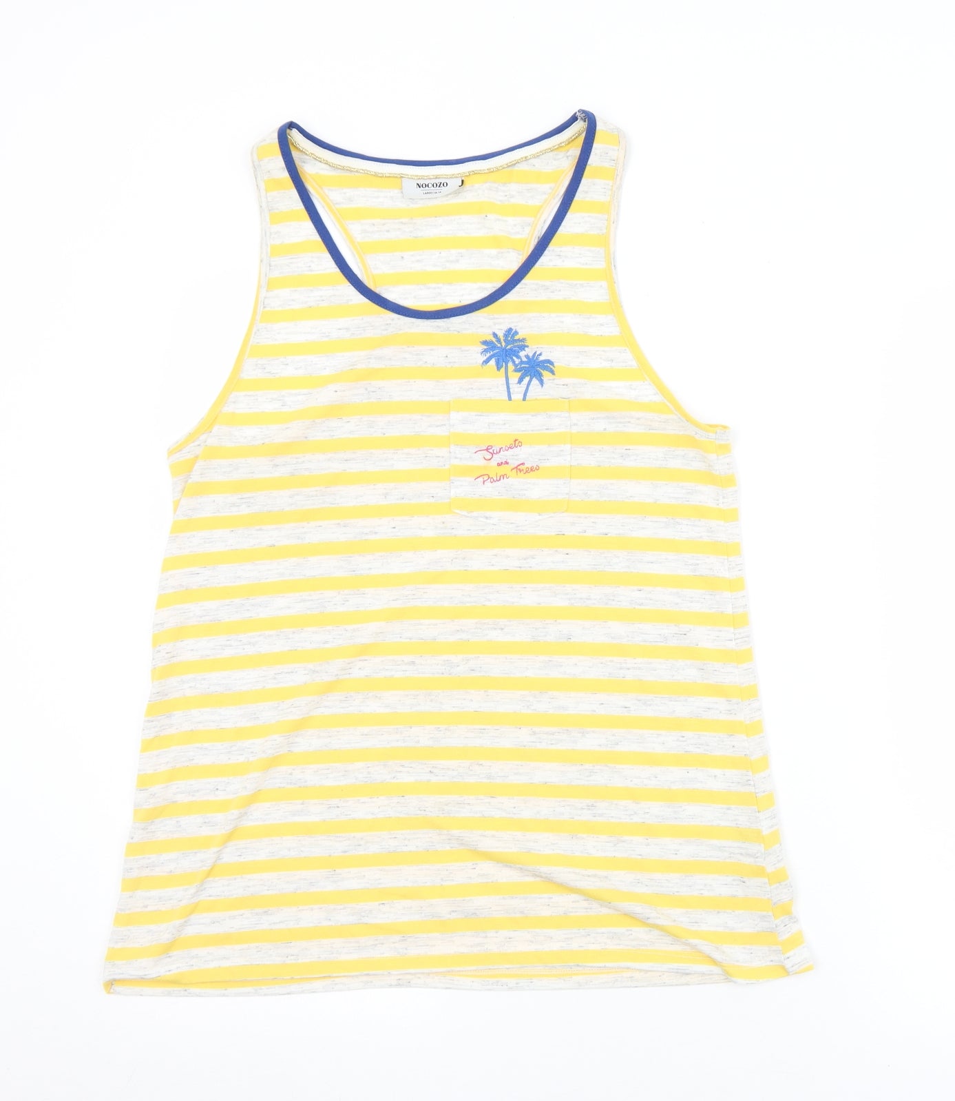 Nocozo Womens Yellow Striped Polyester Camisole Tank Size 14 Round Neck