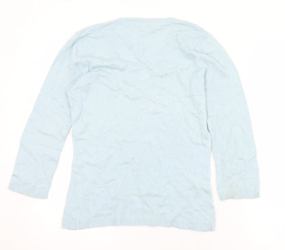 Lakeland Womens Blue V-Neck  Viscose Pullover Jumper Size 10