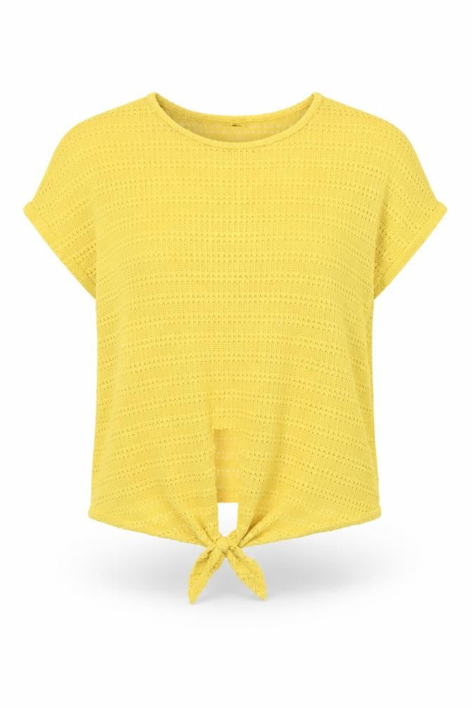 New Look Womens Yellow  Polyester Basic T-Shirt Size S Round Neck