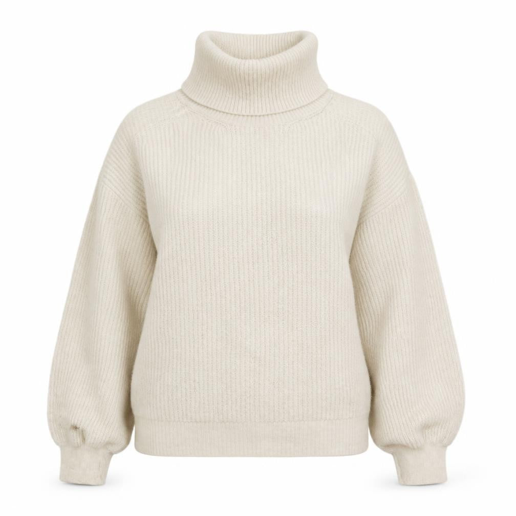 Gallery Womens Beige Roll Neck  Acrylic Pullover Jumper Size M