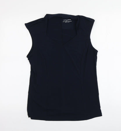 Preloved Chelsea & Theodore Womens Blue  Polyester Basic T-Shirt Size L V-Neck - Front