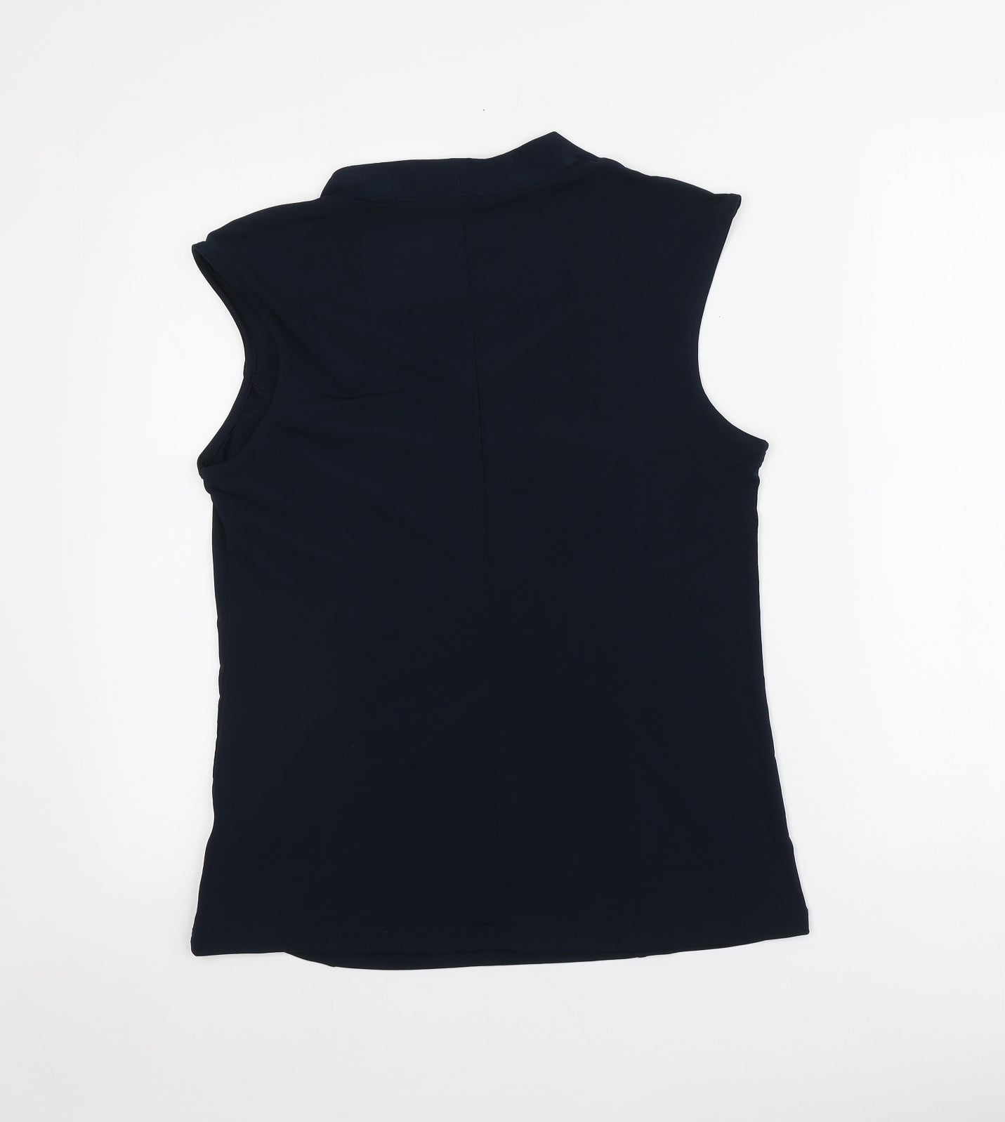 Chelsea & Theodore Womens Blue  Polyester Basic T-Shirt Size L V-Neck
