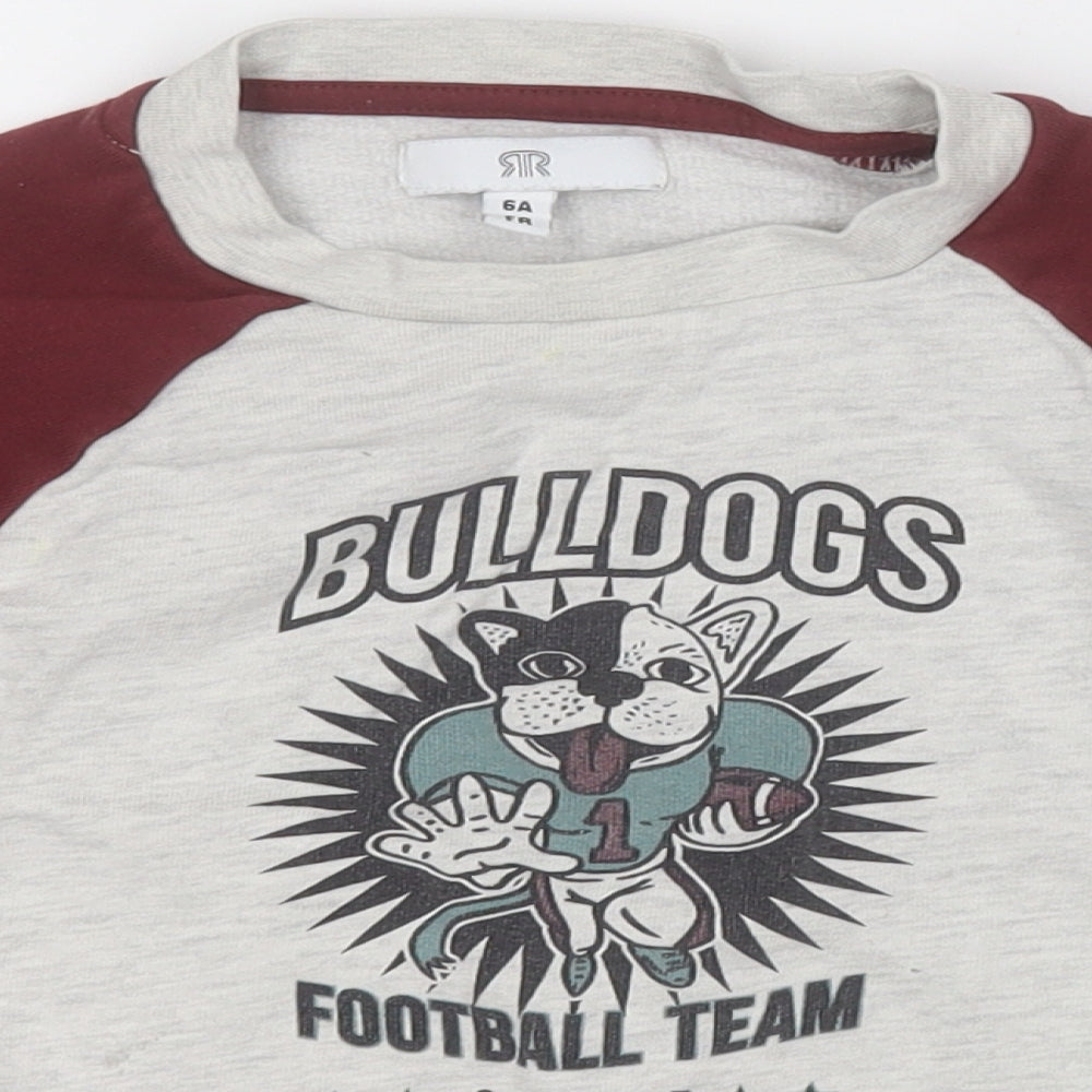 Preworn Boys Grey  Polyester Pullover Sweatshirt Size 6 Years   - Bulldog