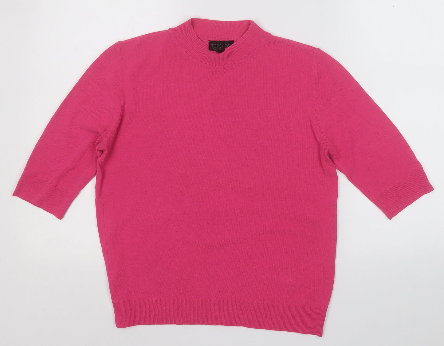 Topshop Womens Pink Round Neck  Acrylic Pullover Jumper Size 12