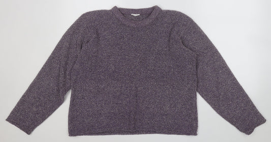 Preworn Womens Purple Round Neck  Polyester Pullover Jumper Size 14