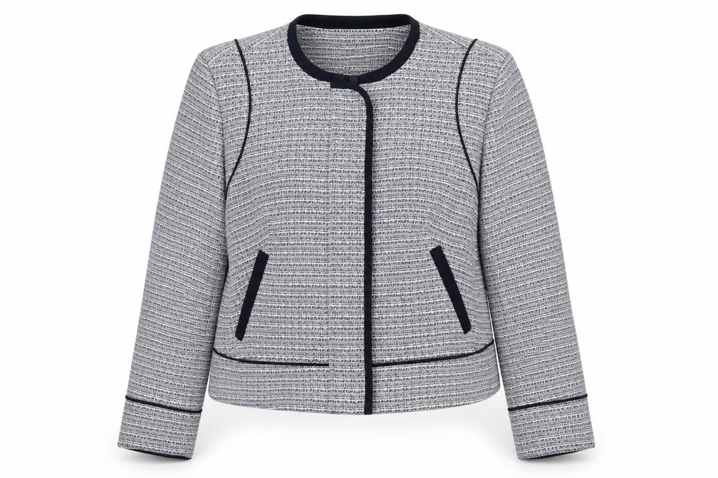 Linea Womens White Geometric  Jacket  Size 16