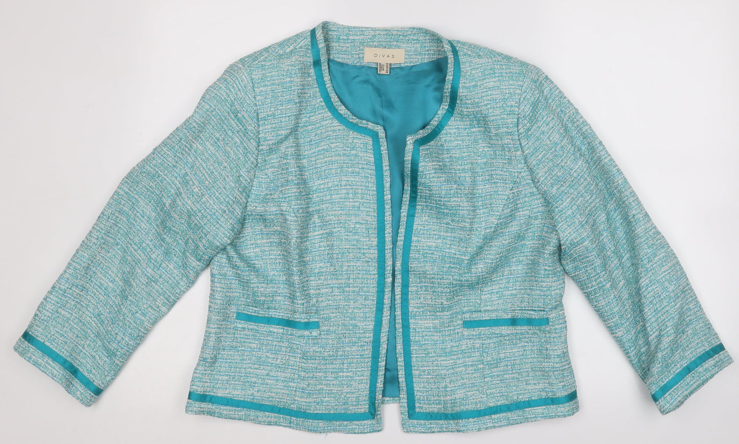 Divas Womens Green Geometric  Jacket Blazer Size 16