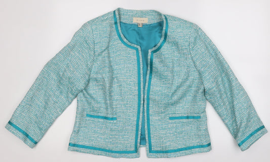 Divas Womens Green Geometric  Jacket Blazer Size 16