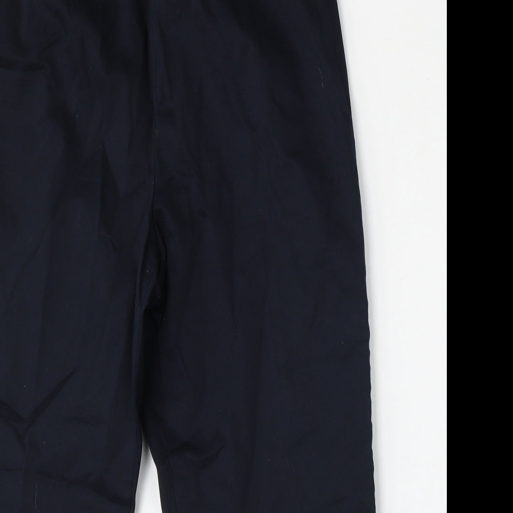 Marks and Spencer Womens Blue  Cotton Trousers  Size 12 L22.5 in Regular Zip - short leg