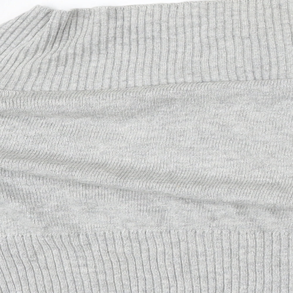 New Look Womens Grey V-Neck  Acrylic Cardigan Jumper Size L