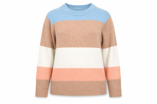 Preworn Womens Multicoloured Round Neck Striped Polyester Pullover Jumper Size M
