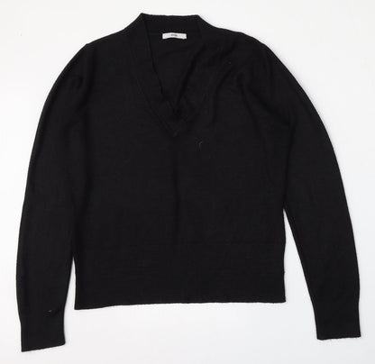 Evie Womens Black V-Neck  Acrylic Pullover Jumper Size 14