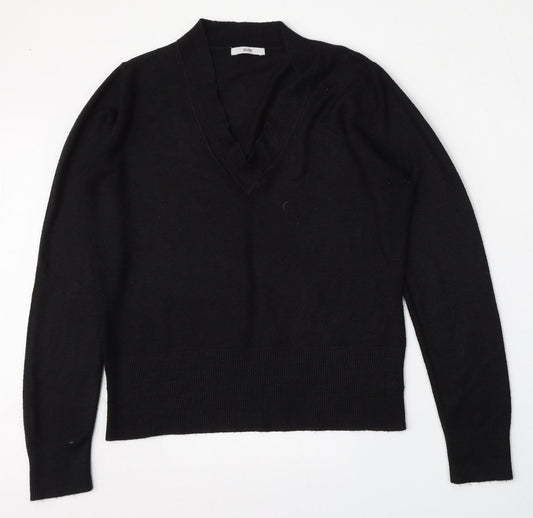 Evie Womens Black V-Neck  Acrylic Pullover Jumper Size 14