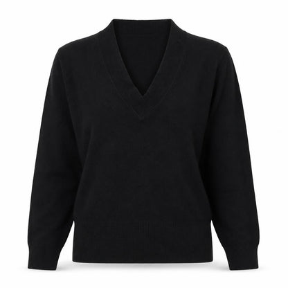 Evie Womens Black V-Neck  Acrylic Pullover Jumper Size 14